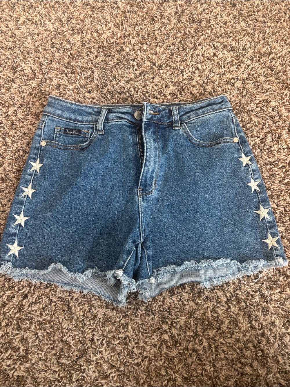 Judy Blue Medium Blue Denim Star Accent Shorts